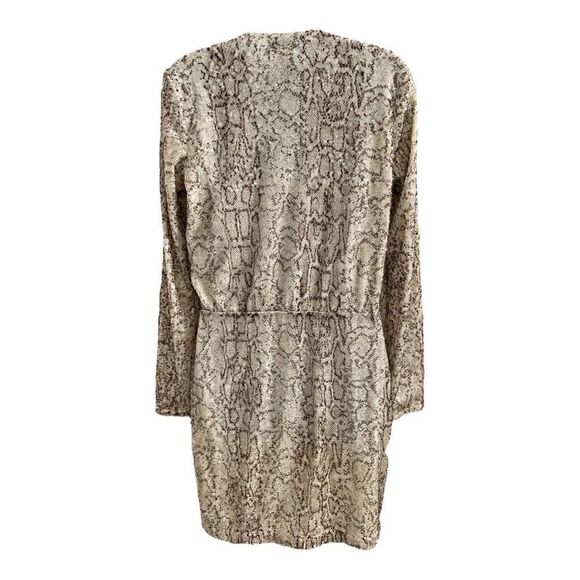 MODA INTERNACIONAL Sequined Python Snake Skin Print Long Sleeve Mesh Mini Size M - Picture 5 of 7